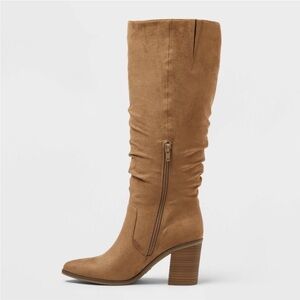 Taupe knee high Heeled Boots